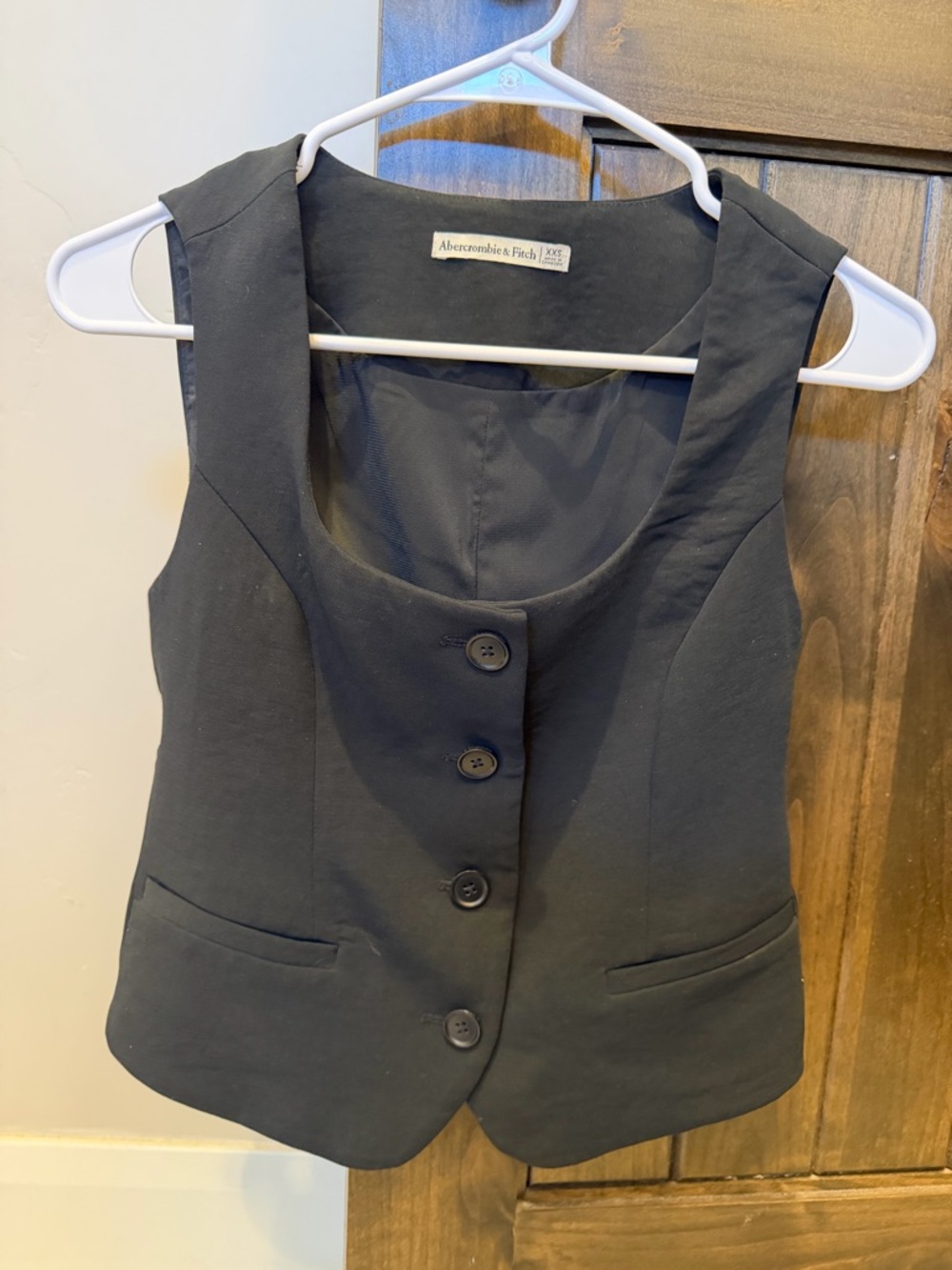 Abercrombie & Fitch Black Tailored Button Vest